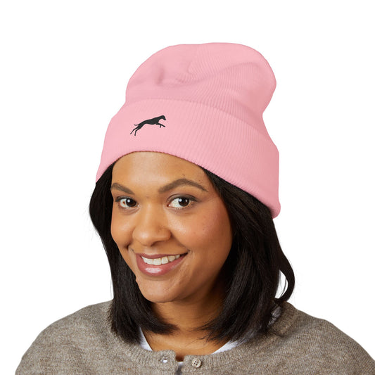 Embroidered Cuffed Winter Cap (Pink)