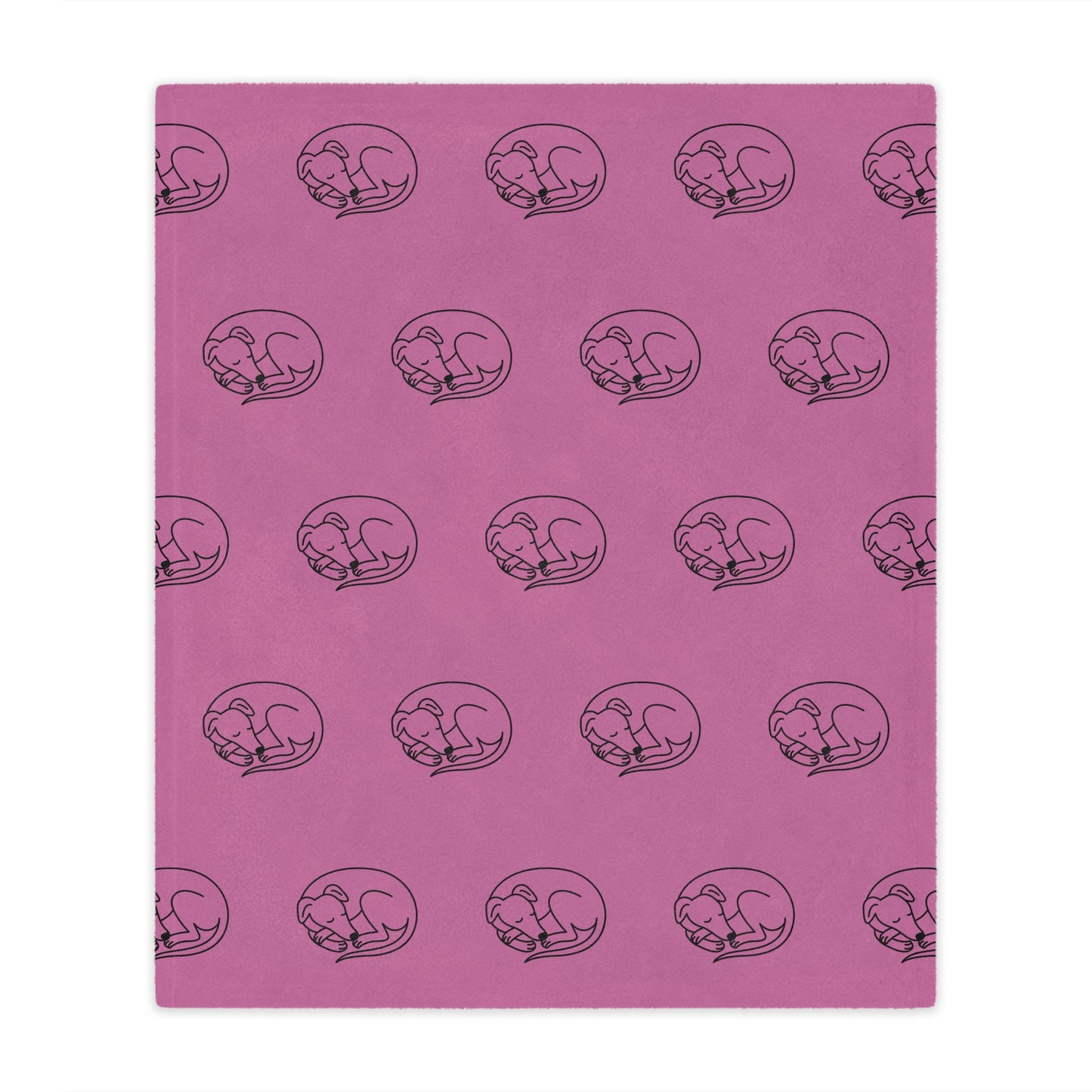 Minky Blanket - Sleeping Sighthound Pattern - Pink