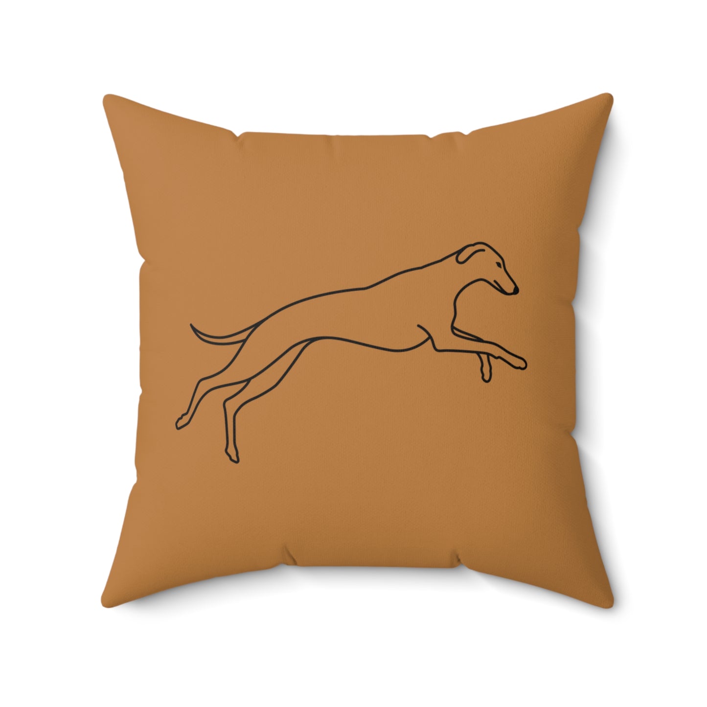 Light Brown Pillow with Galloping Sighthound