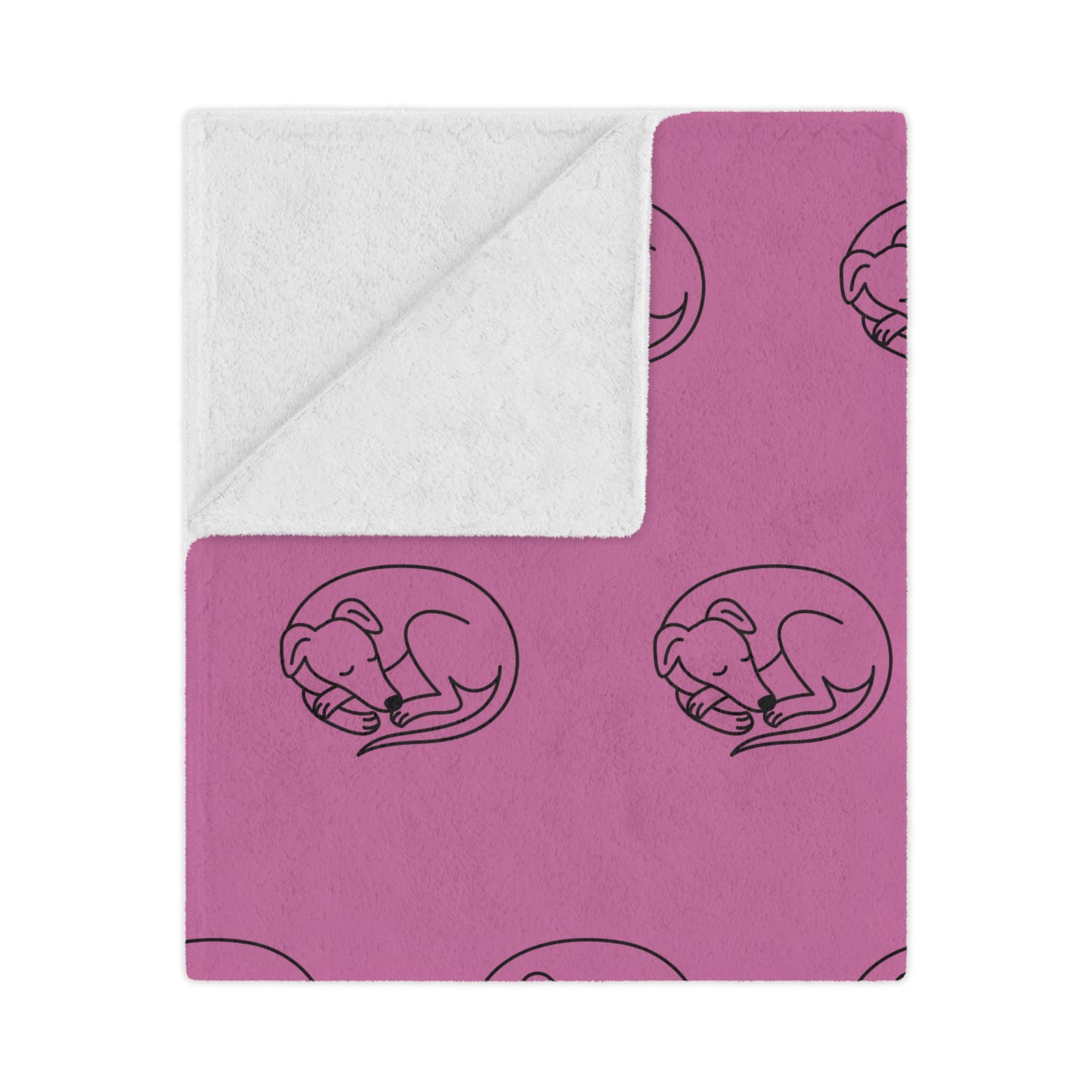 Minky Blanket - Sleeping Sighthound Pattern - Pink