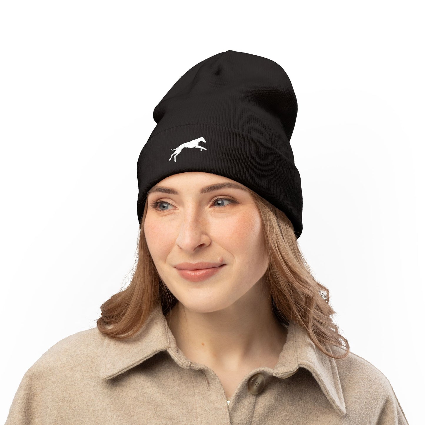 Embroidered Knit Winter Cap (Navy, Black)