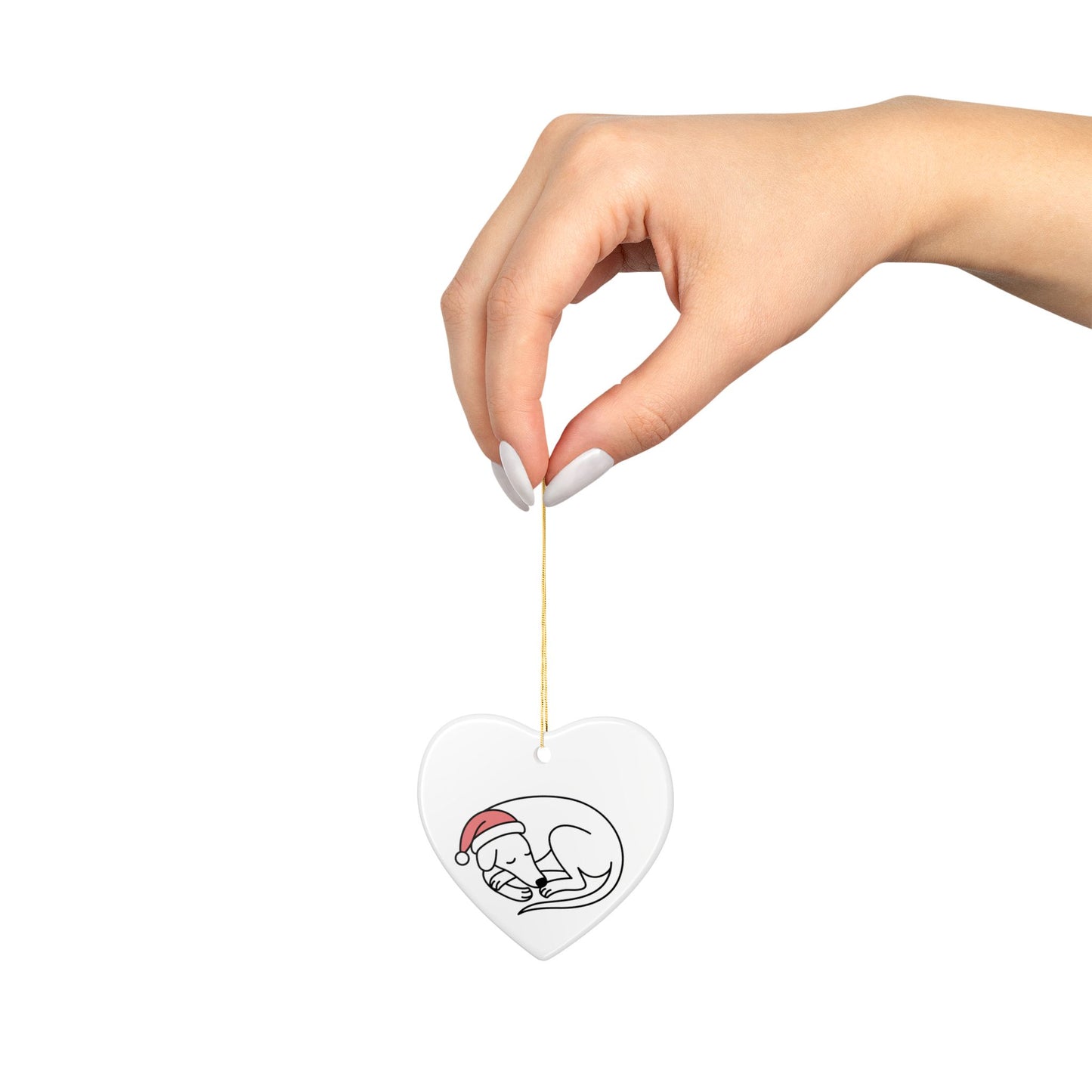 Sleeping Holiday Hound Heart Ornament
