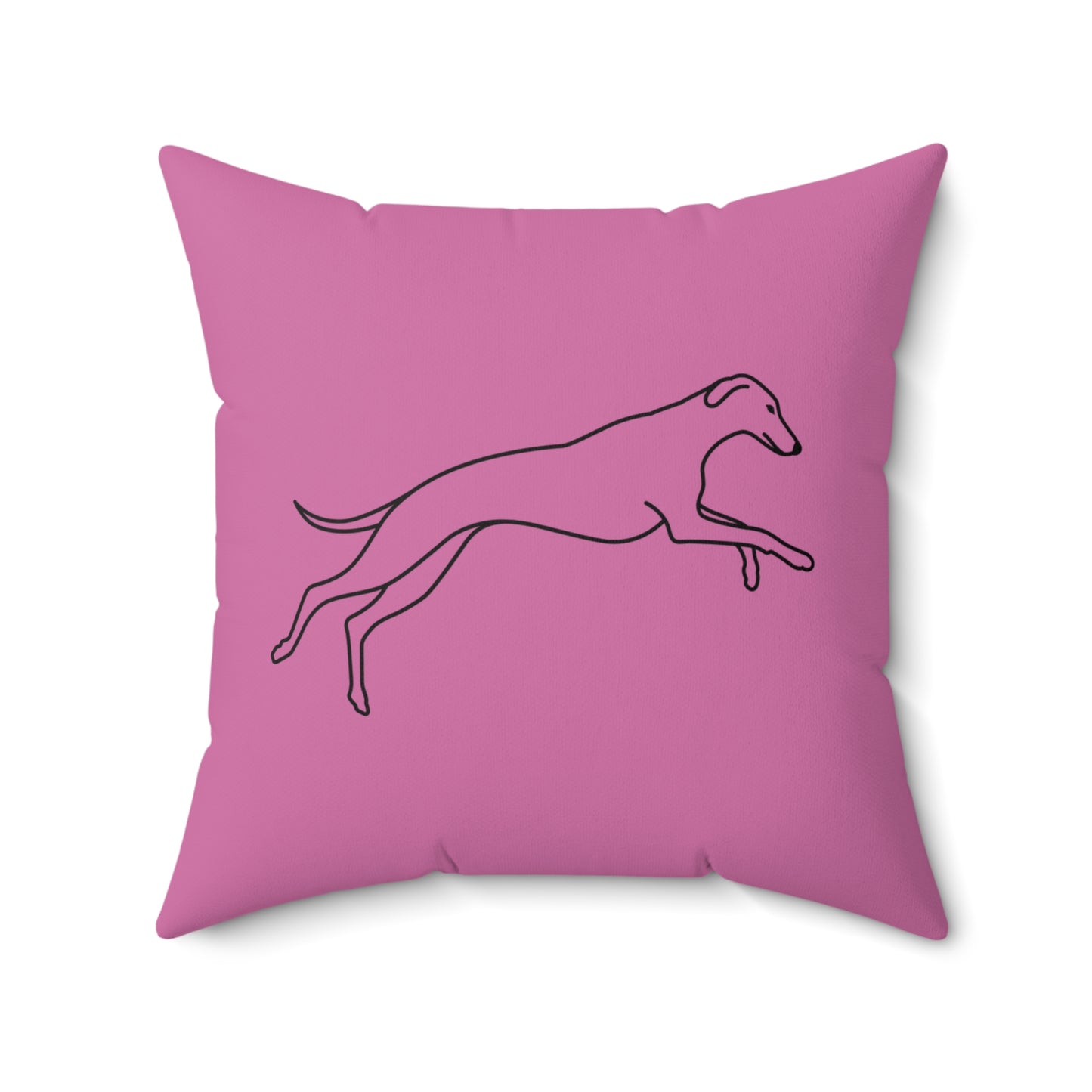 Pink Pillow with Galloping Sighthound
