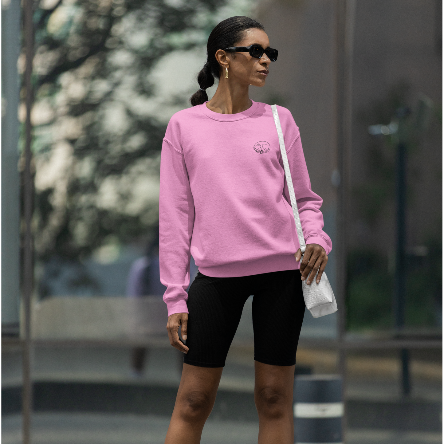 Embroidered Unisex Crew Neck Sweatshirt (White, Grey, Light Blue, Light Pink)