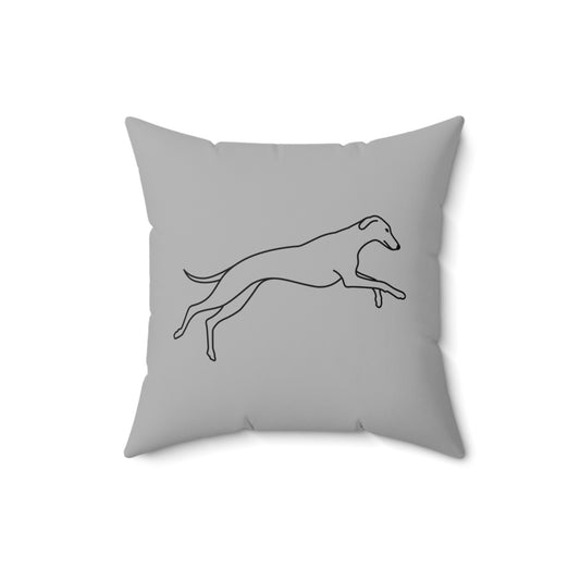 Grey Pillow with Galloping Sighthound
