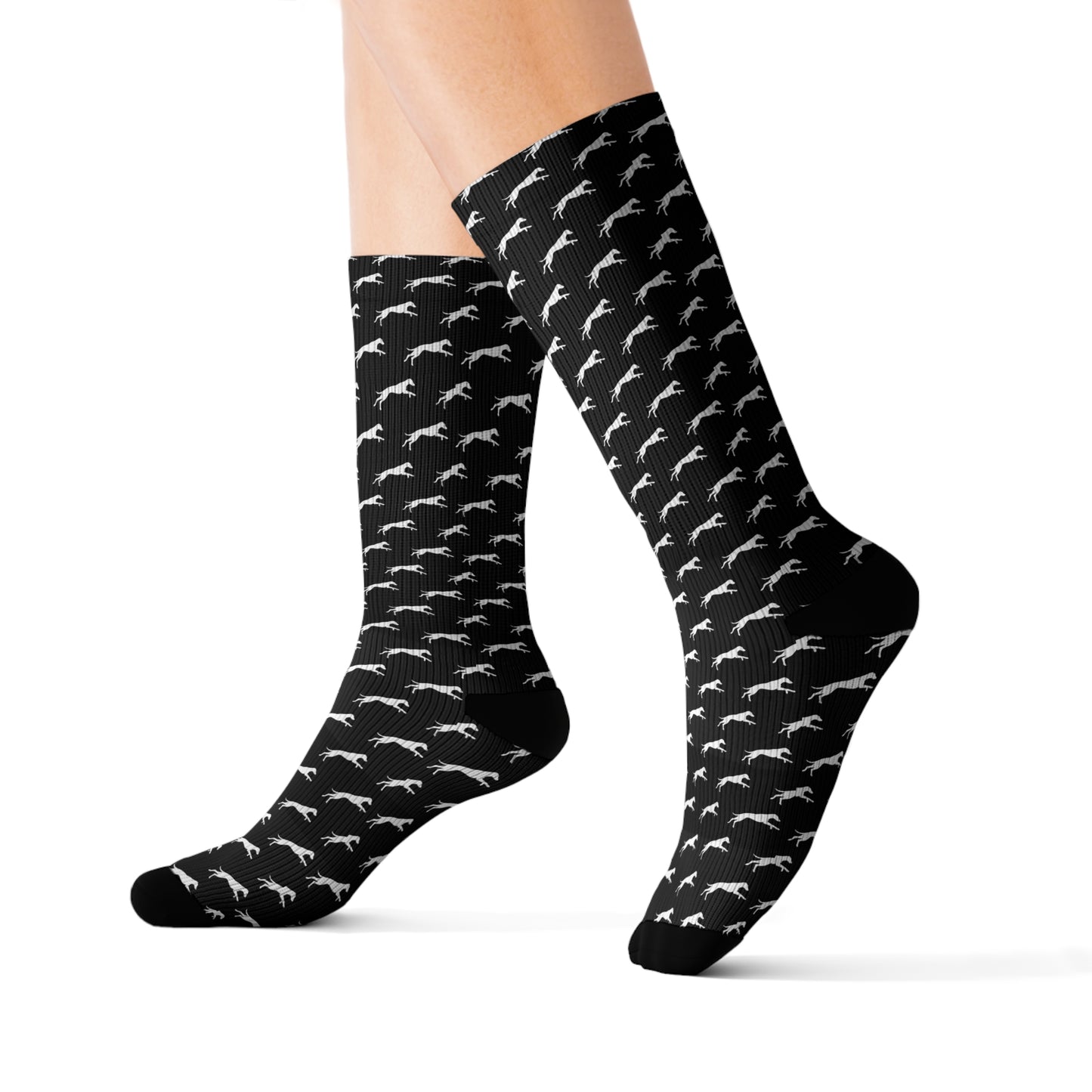 Patterned Crew Socks (Black)