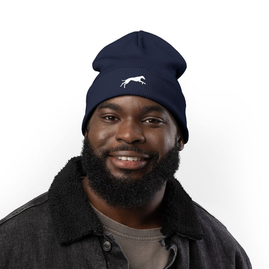 Embroidered Knit Winter Cap (Navy, Black)