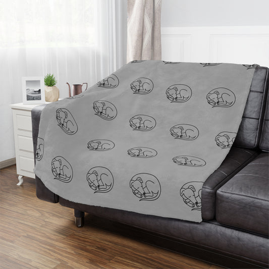 Minky Blanket - Sleeping Sighthound Pattern - Grey