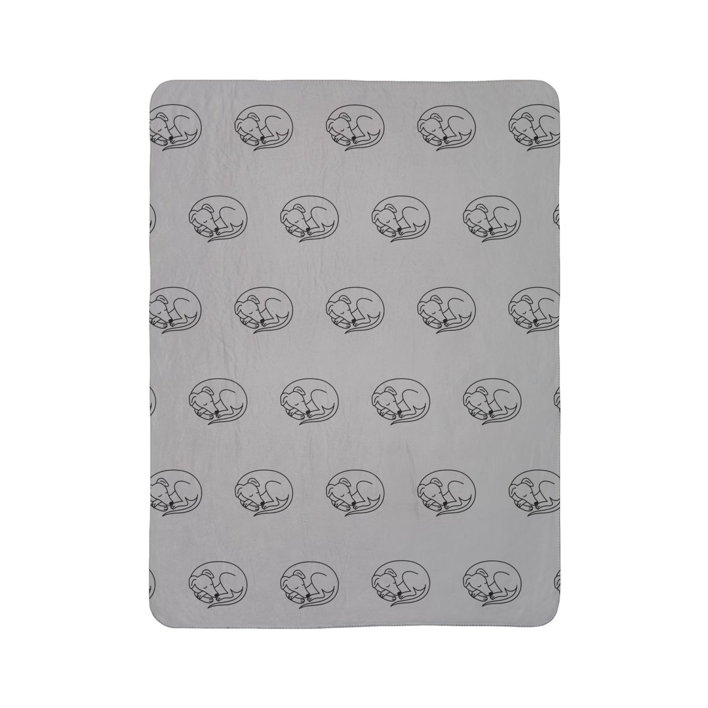 Sherpa Blanket - Sleeping Sighthound Pattern - Grey