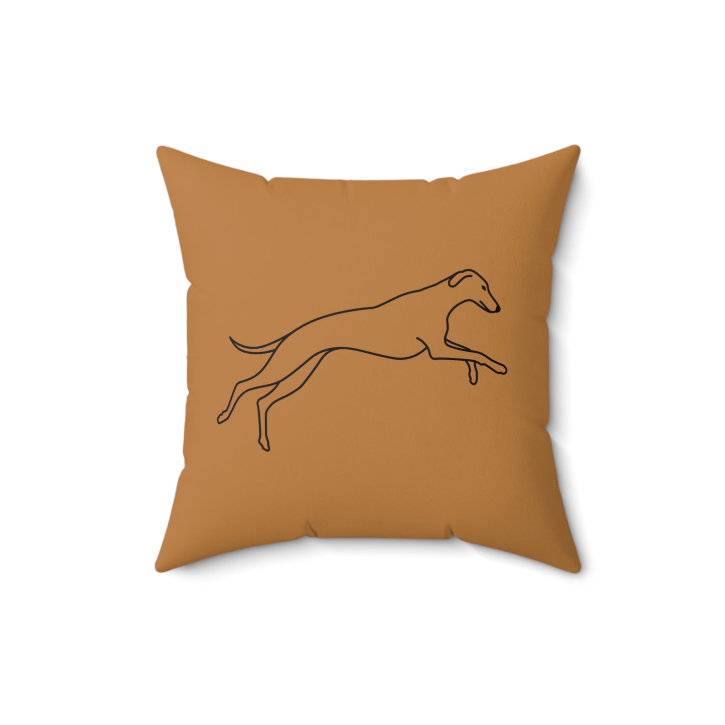 Light Brown Pillow with Galloping Sighthound