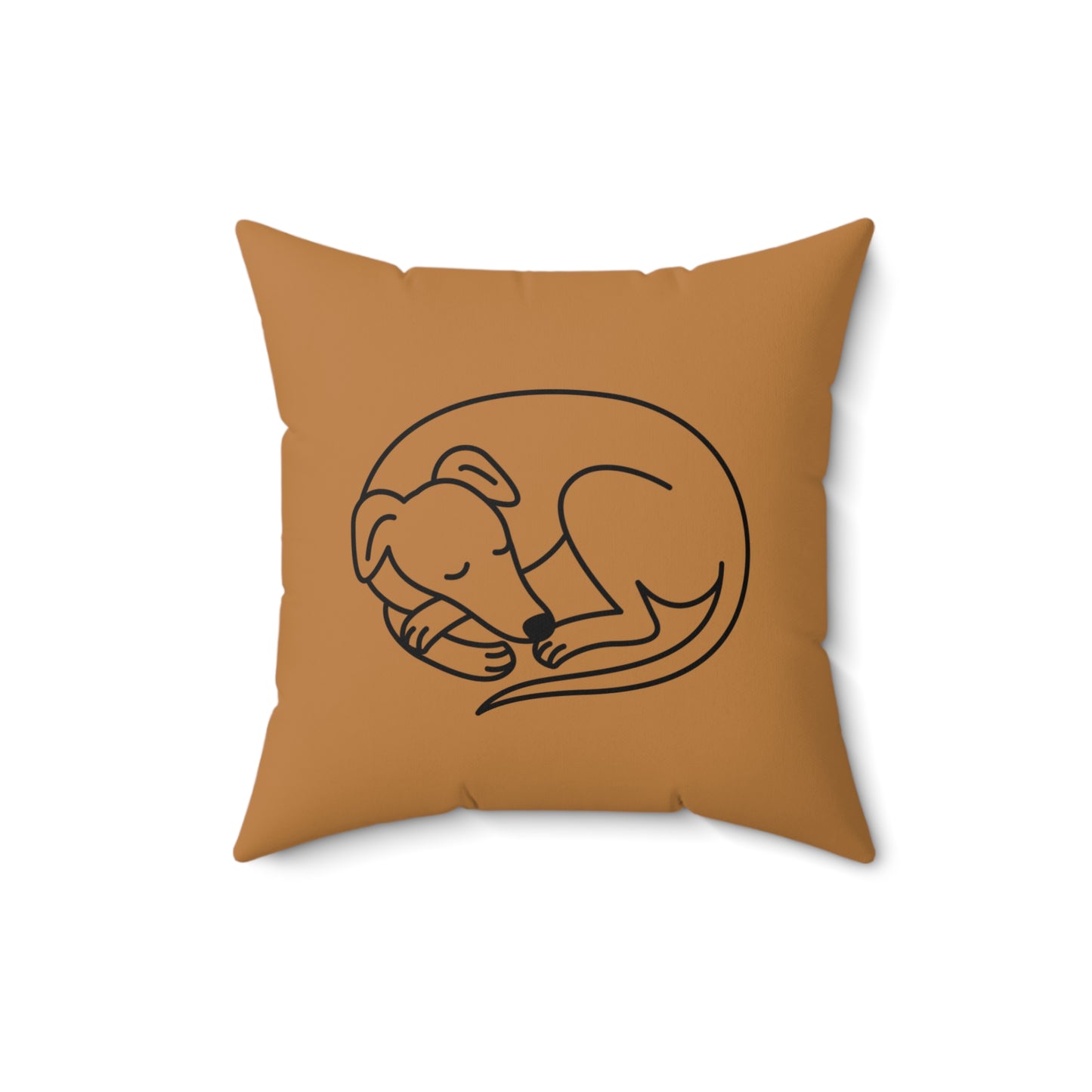 Light Brown Pillow with Sleeping Sighthound
