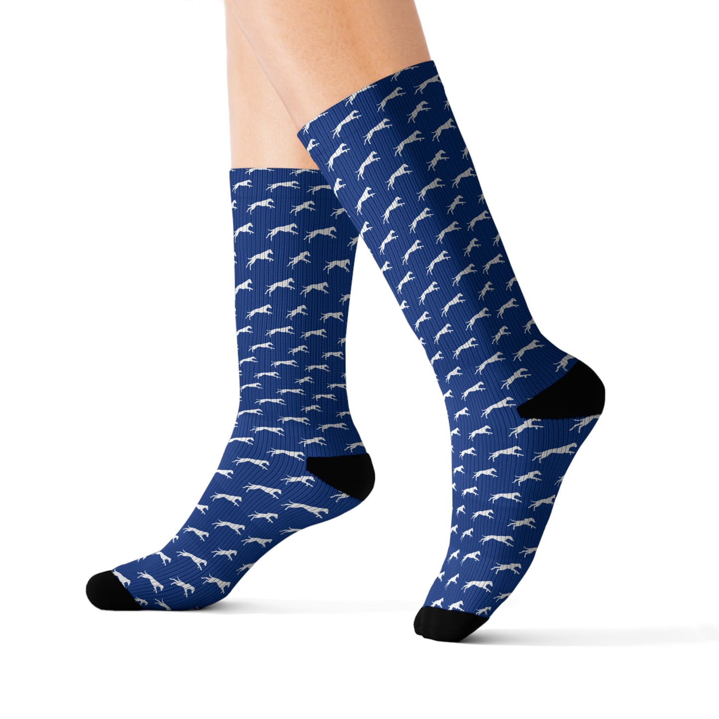 Patterned Crew Socks (Blue)