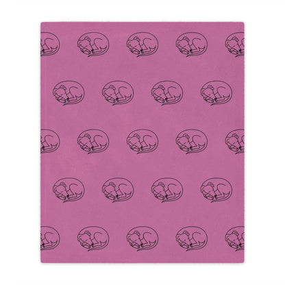 Minky Blanket - Sleeping Sighthound Pattern - Pink