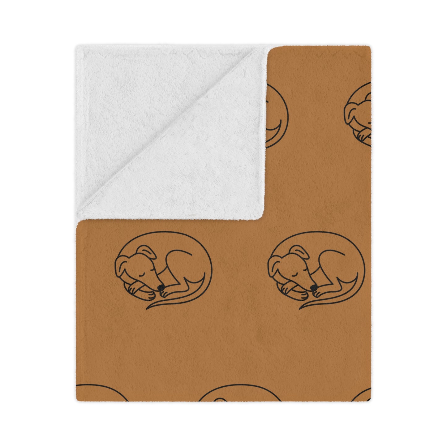 Minky Blanket - Sleeping Sighthound Pattern - Light Brown