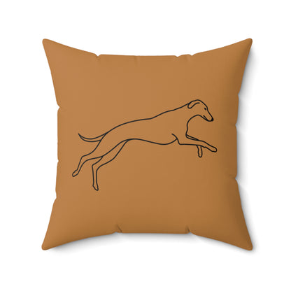 Light Brown Pillow with Galloping Sighthound