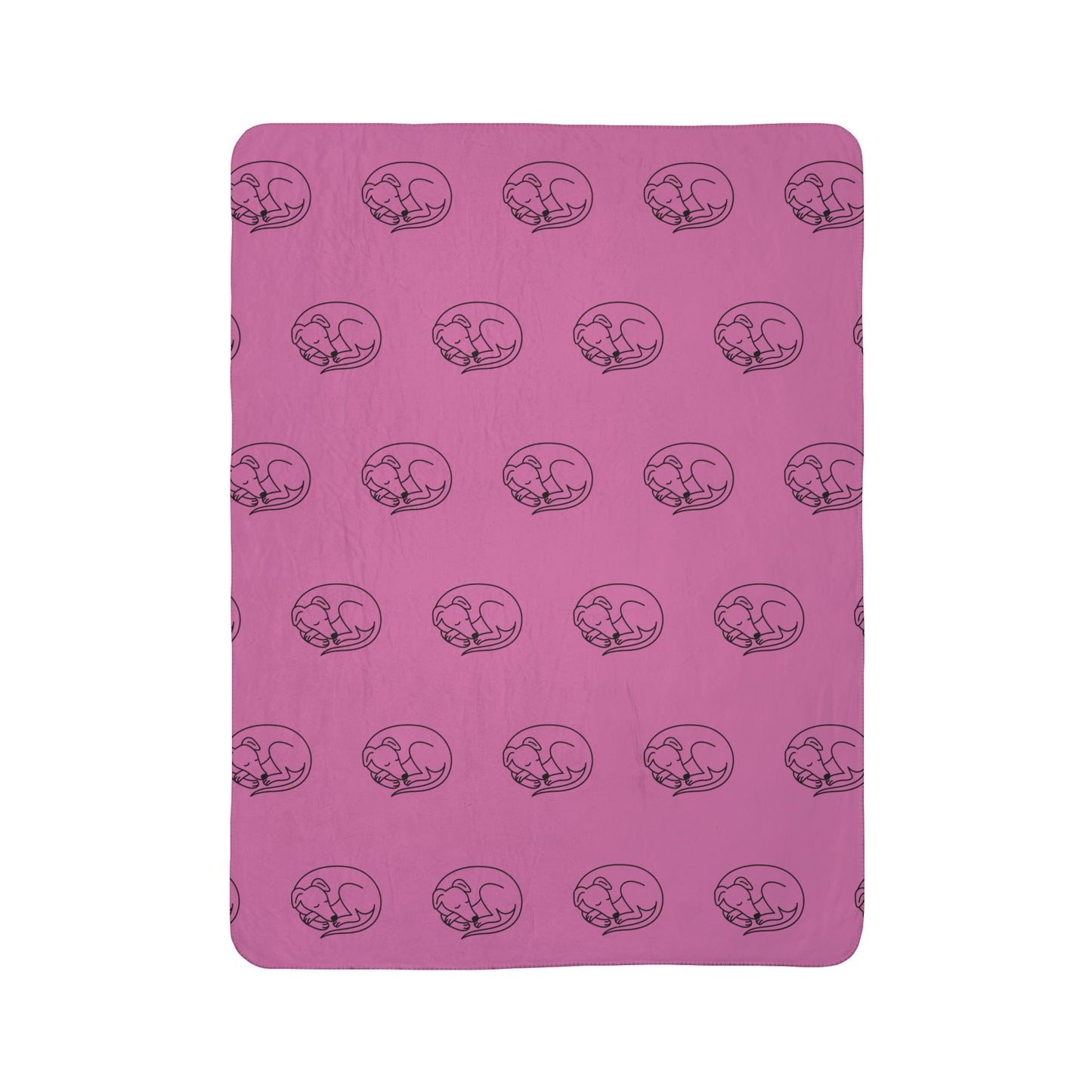 Sherpa Blanket - Sleeping Sighthound Pattern - Pink