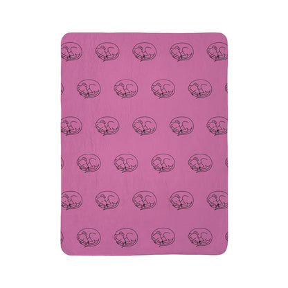 Sherpa Blanket - Sleeping Sighthound Pattern - Pink