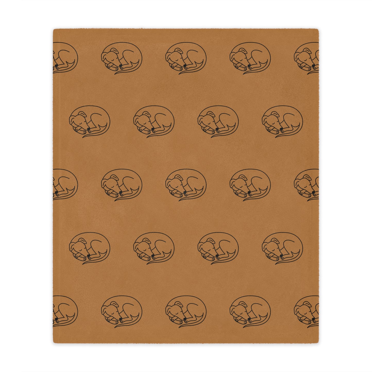 Minky Blanket - Sleeping Sighthound Pattern - Light Brown