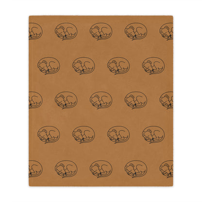 Minky Blanket - Sleeping Sighthound Pattern - Light Brown