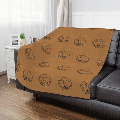 Minky Blanket - Sleeping Sighthound Pattern - Light Brown