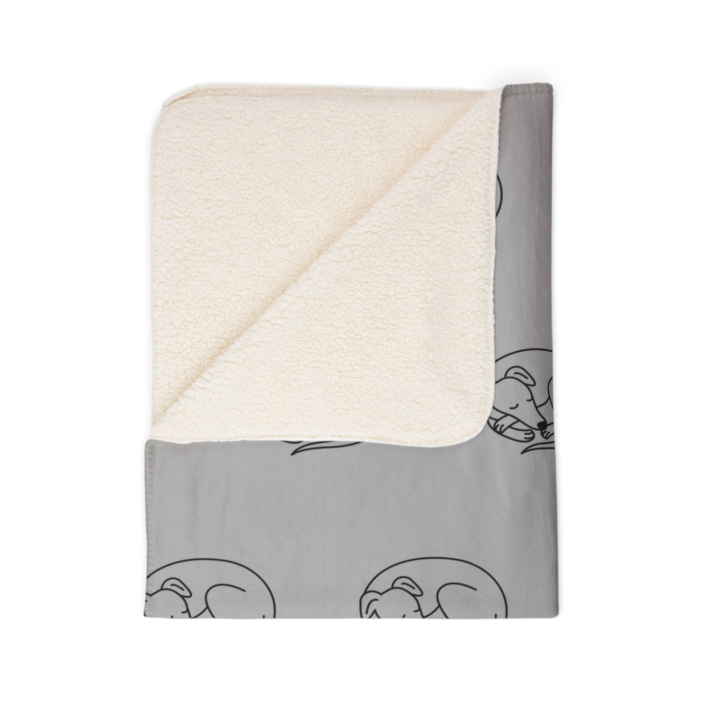 Sherpa Blanket - Sleeping Sighthound Pattern - Grey
