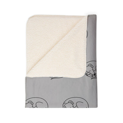 Sherpa Blanket - Sleeping Sighthound Pattern - Grey