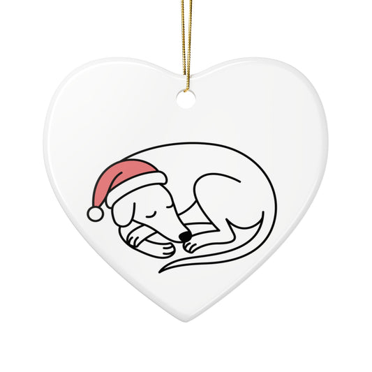 Sleeping Holiday Hound Heart Ornament