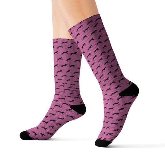 Patterned Crew Socks (Pink)