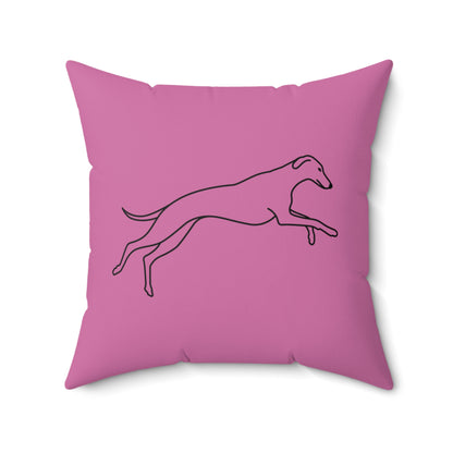 Pink Pillow with Galloping Sighthound