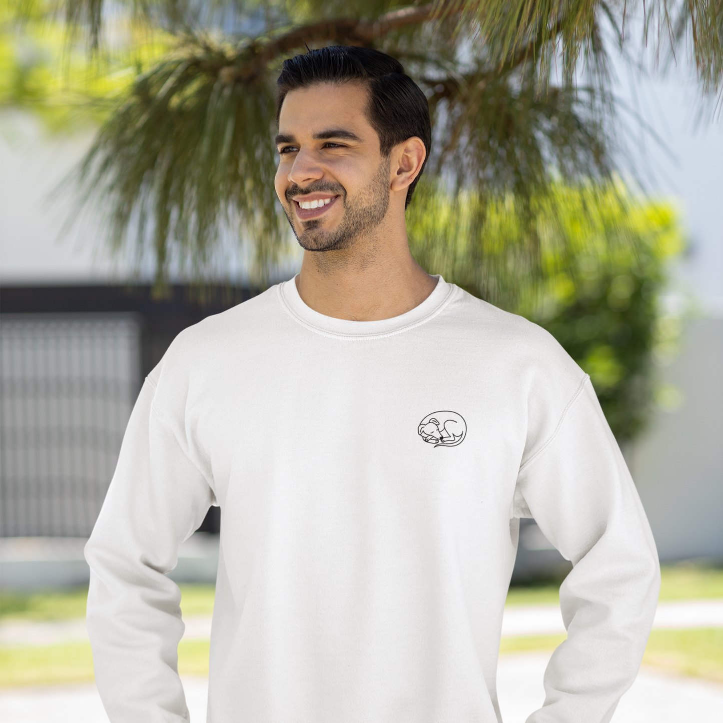 Embroidered Unisex Crew Neck Sweatshirt (White, Grey, Light Blue, Light Pink)