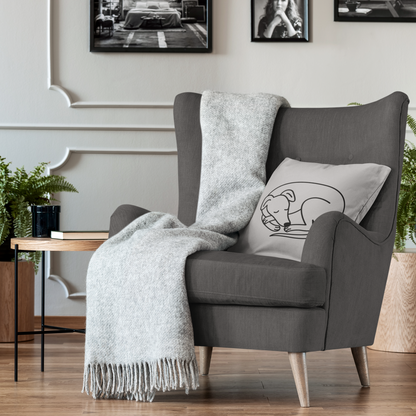 Grey Pillow with Sleeping Sighthound