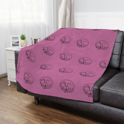 Minky Blanket - Sleeping Sighthound Pattern - Pink