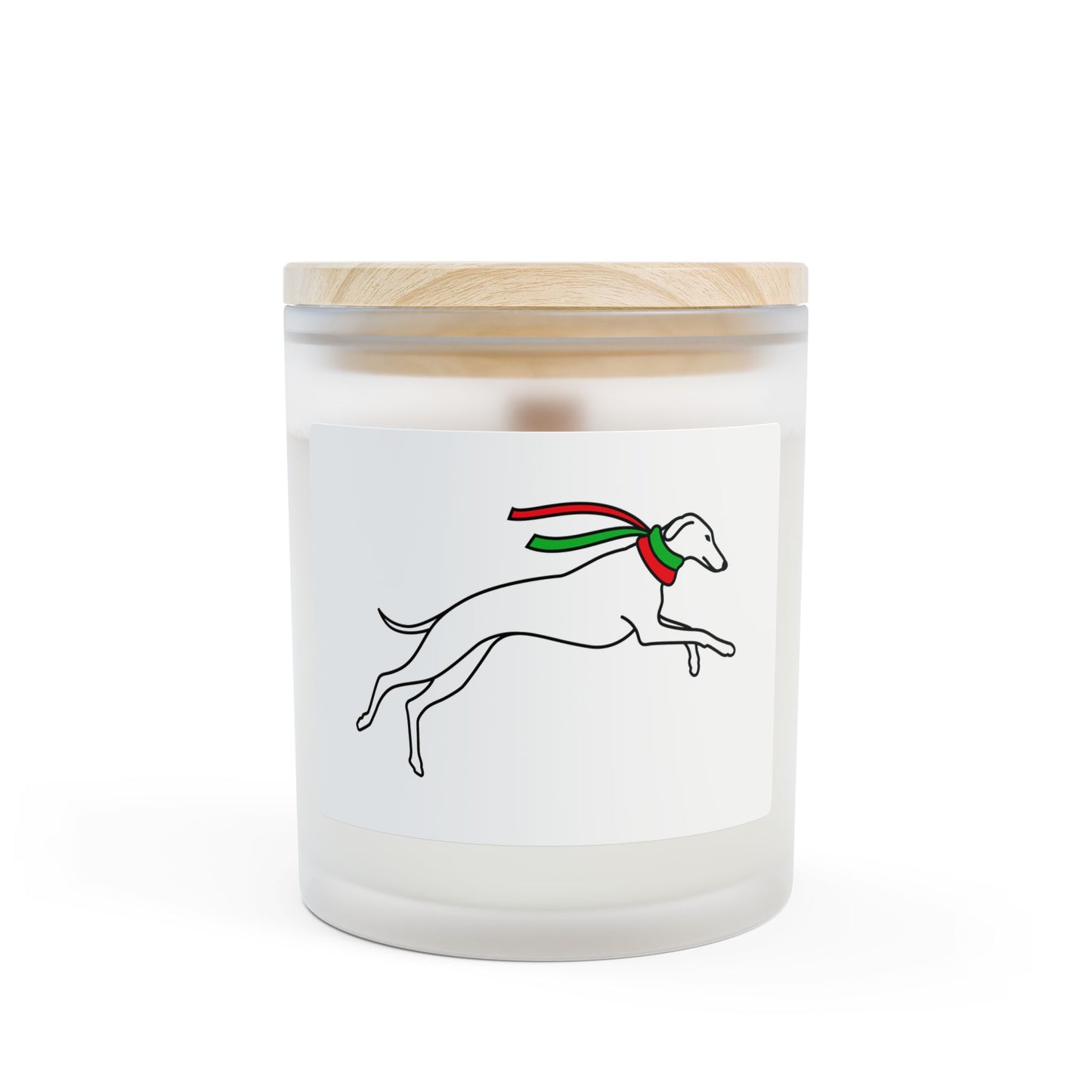 Galloping Holiday Hound Scented Candle in a Frosted Glass Container
