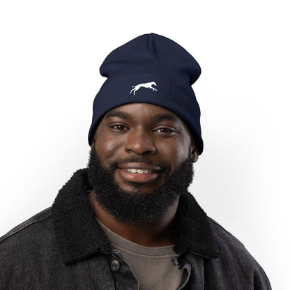 Embroidered Knit Winter Cap (Navy, Black)