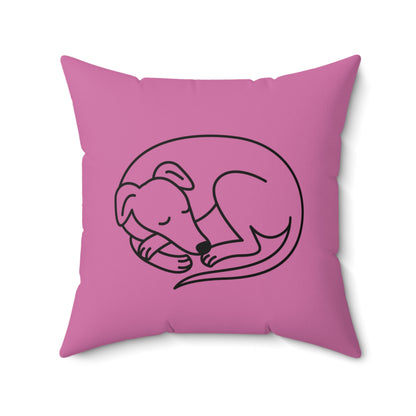Pink Pillow with Sleeping Sighthound