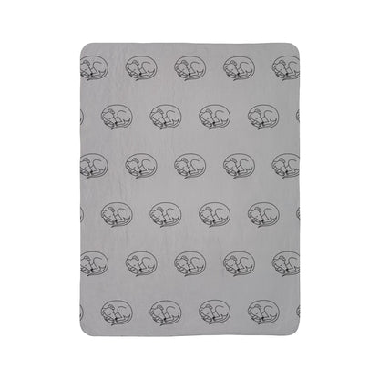 Sherpa Blanket - Sleeping Sighthound Pattern - Grey