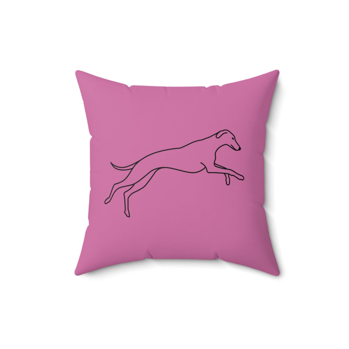 Pink Pillow with Galloping Sighthound