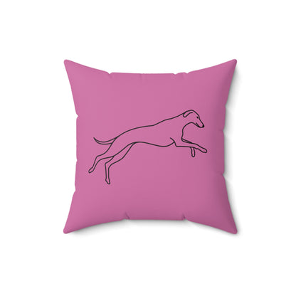 Pink Pillow with Galloping Sighthound
