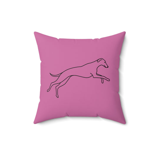 Pink Pillow with Galloping Sighthound