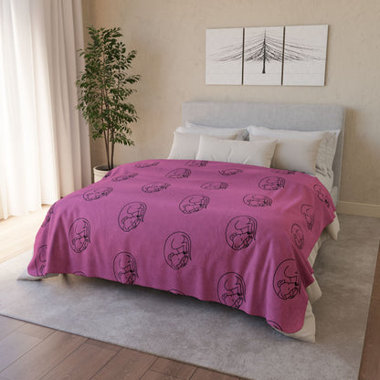 Sherpa Blanket - Sleeping Sighthound Pattern - Pink