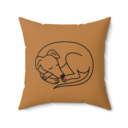 Light Brown Pillow with Sleeping Sighthound